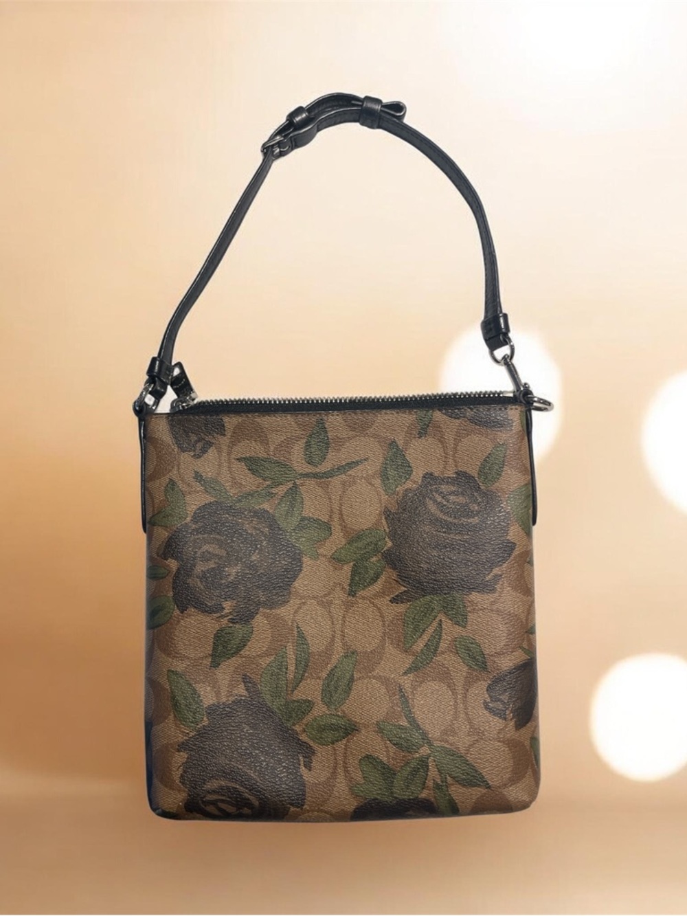 Coach Brown Signature Bag with Black Trim - Picture 2 of 7